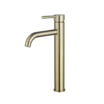 Sanitairwinkel.nl Fortifura calvi wastafelkraan - 33.9cm - verhoogd - opbouw - geborsteld messing pvd tweedekans aanbieding