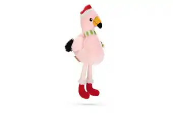 Welkoop Beeztees pluche kerst flamingo - hondenspeeltje - roze aanbieding