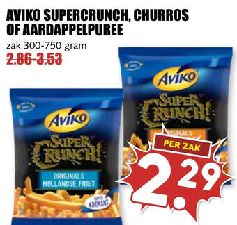 MCD Supermarkt Aviko supercrunch, churros of aardappelpuree aanbieding