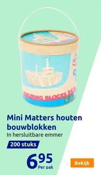 Action Mini matters houten bouwblokken aanbieding