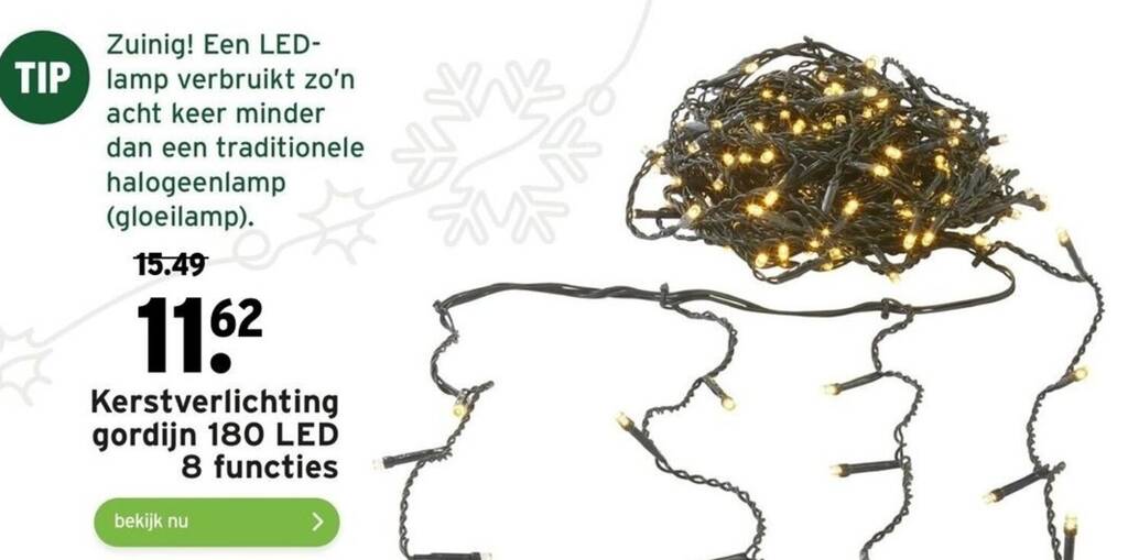 Kerstverlichting gordijn 180 LED 8 functies aanbieding bij GAMMA