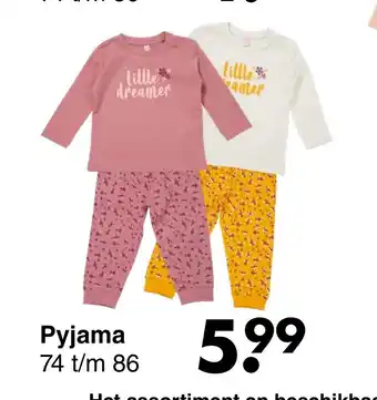 Wibra Pyjama 74 t/m 86 aanbieding