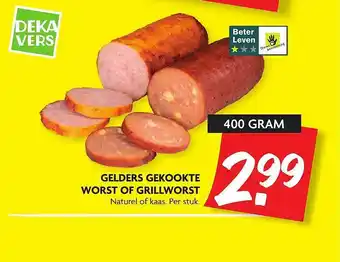 Dekamarkt Gelders Gekookte Worst Of Grillworst Naturel Of Kaas aanbieding