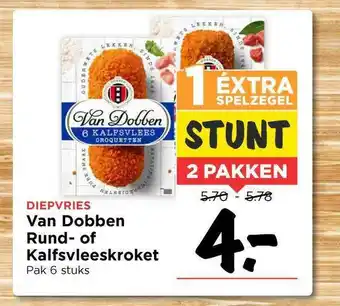 Vomar Voordeelmarkt Van Dobben Rund- Of Kalfsvleeskroket aanbieding