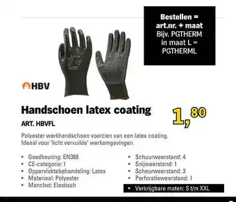 Toolspecial HBV Handschoen Latex Coating aanbieding