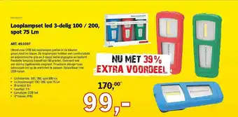 Toolspecial Scandrip Looplampset Led 3-Delig 100 - 200, Spot 75 Lm aanbieding