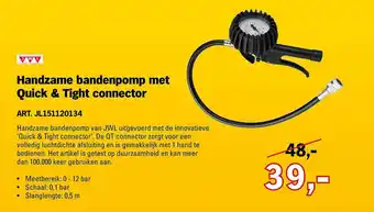 Toolspecial JWL Handzame Bandenpomp Met Quick & Tight Connector aanbieding