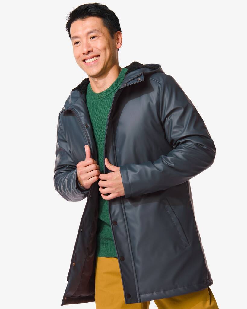 Hema heren jas met capuchon blauw (blauw) aanbieding bij HEMA