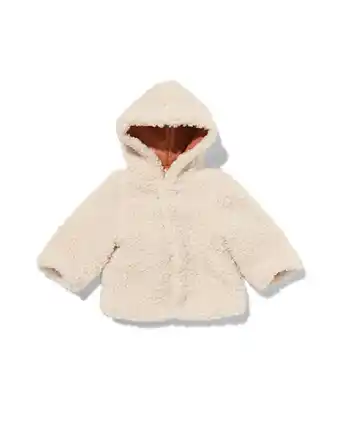 HEMA Hema baby jas teddy met capuchon ecru (ecru) aanbieding