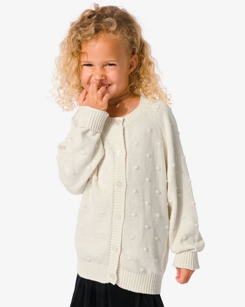 Hema kinder vest gebreid met noppen gebroken wit (gebroken wit