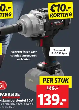 Lidl PARKSIDE Accu-slagmoersleutel 20V aanbieding