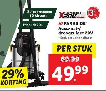 Lidl PARKSIDE Accu-nat-/ droogzuiger 20V aanbieding