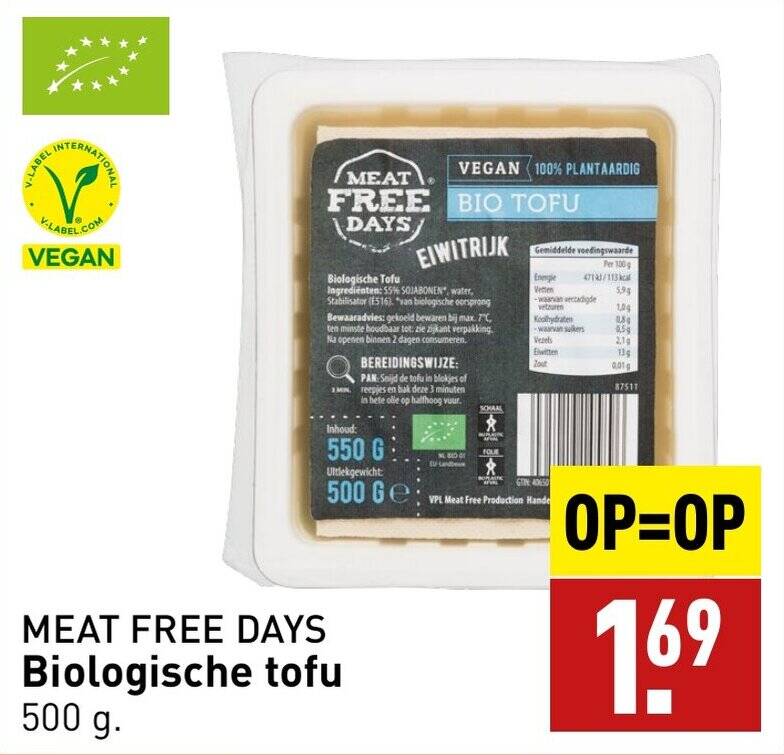 MEAT FREE DAYS Biologische tofu 500 g. aanbieding bij ALDI