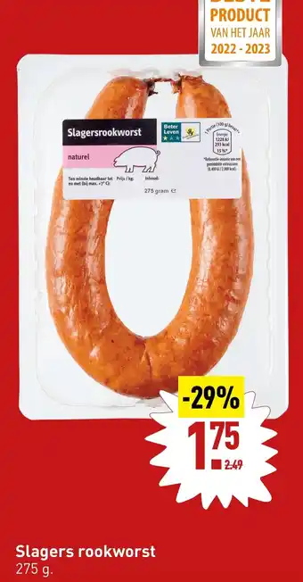 ALDI Slagers rookworst 275g aanbieding