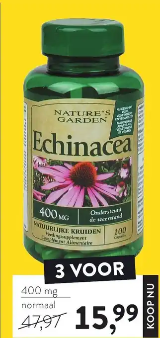 Holland & Barrett Nature's Garden Echinacea 400mg 3*100caps aanbieding