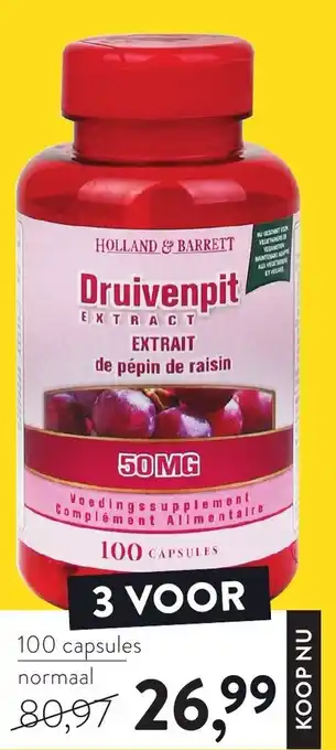 Holland & Barrett Holland & Barrett Druivenpit extract 50mg 3*100caps aanbieding