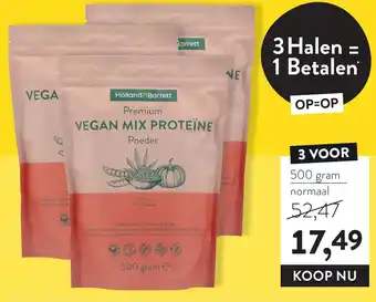 Holland & Barrett Holland & Barrett Vegan Mix Proteїne Premiun poeder 3*500g aanbieding