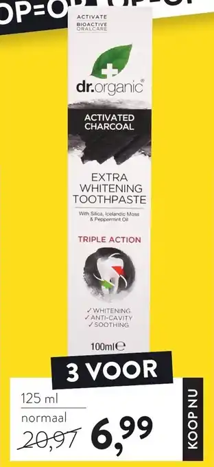 Holland & Barrett Dr. Organic Extra Whitening Toothpaste 3*125ml aanbieding