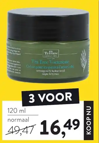 Holland & Barrett De Tuinen Tea Tree Voetcreme 3*120ml aanbieding