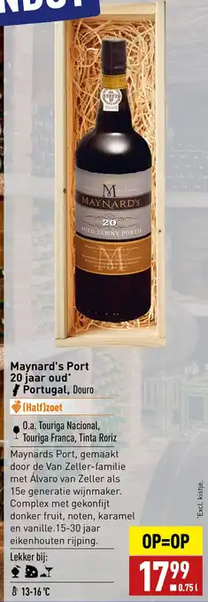 ALDI Maynard's Port 20 jaar oud Portugal, Douro aanbieding