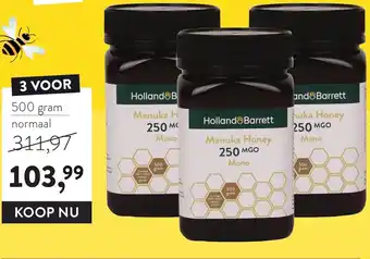 Holland & Barrett Holland & Barrett Manuka Honing 250 MGO 3*500g aanbieding