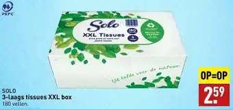 ALDI SOLO 3-laags tissues XXL box 180 vellen aanbieding