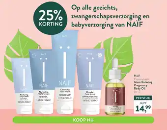 Holland & Barrett NAЇF gezichts, zwangerschapsverzorging en babyverzorging - 25% korting aanbieding