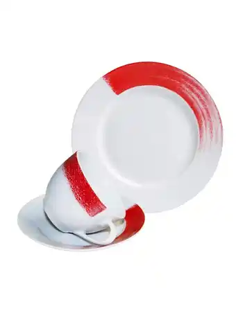 Klingel 18-delige koffieservies allegra moda arte viva rood/wit aanbieding