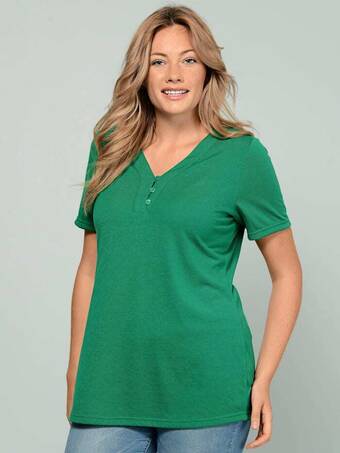 Klingel Shirt met korte knoopsluiting basically you smaragdgroen aanbieding