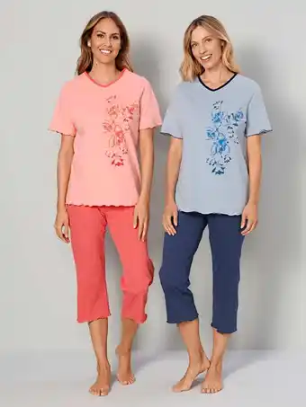 Klingel Pyjama's per 2 stuks met bloemenprint aan de bovenkant harmony lichtblauw/apricot aanbieding