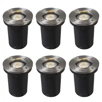 Lampenlicht.nl Set van 6 moderne grondspot staal rvs - basic round aanbieding