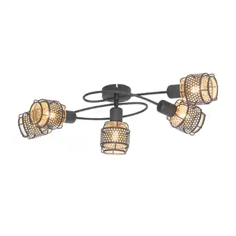 Lampenlicht.nl Design plafondlamp zwart met goud 5-lichts - noud aanbieding