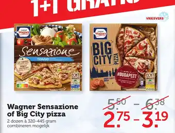 Coop Wagner sensazione of big city pizza 320-445g aanbieding