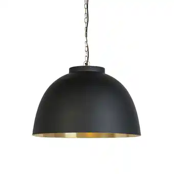 Lampenlicht.nl Hanglamp zwart met messing binnenkant 60 cm - hoodi aanbieding