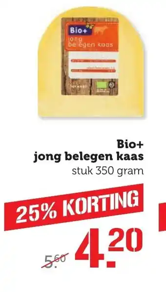 Coop Bio+ jong belegen kaas 350g aanbieding