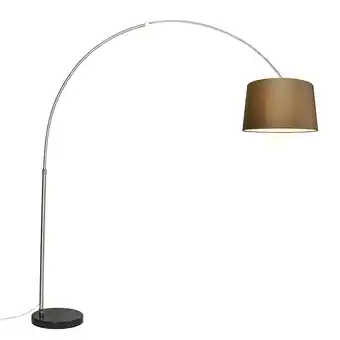 Lampenlicht.nl Booglamp staal stoffen kap bruin 45 cm - xxl aanbieding