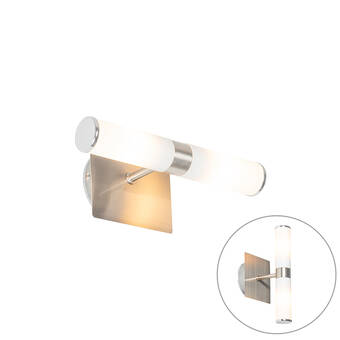 Lampenlicht.nl Moderne badkamer wandlamp staal ip44 2-lichts - bath aanbieding