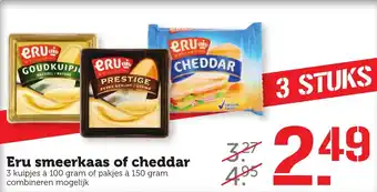 Coop Eru smeerkaas of cheddar 150g aanbieding