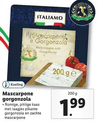 Lidl Italiamo Mascarpone Gorgonzola 200 g aanbieding