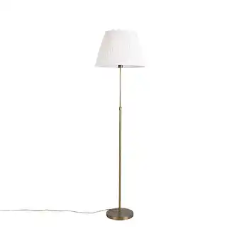 Lampenlicht.nl Vloerlamp brons met plisse kap crème 45 cm verstelbaar - parte aanbieding