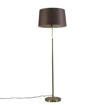 Lampenlicht.nl Vloerlamp goud/messing met kap bruin 45 cm verstelbaar - parte aanbieding