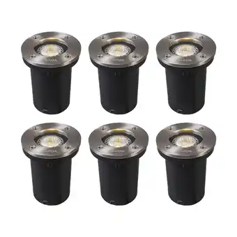 Lampenlicht.nl Set van 6 buiten grondspots staal ip65 - basic round aanbieding