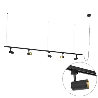 Lampenlicht.nl Modern 1-fase hang railsysteem met 5 spots zwart - jeana aanbieding