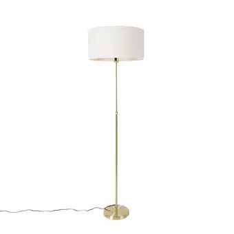 Lampenlicht.nl Vloerlamp verstelbaar goud met boucle kap wit 50 cm - parte aanbieding