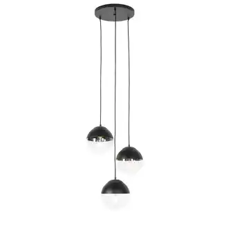 Lampenlicht.nl Retro hanglamp zwart met helder glas rond 3-lichts - eclipse aanbieding