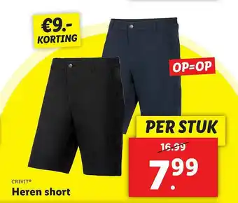 Lidl Crivit® Heren Short €9.- Korting aanbieding