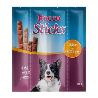 Zooplus 3x120g sticks rund & kip rocco hondensnacks aanbieding