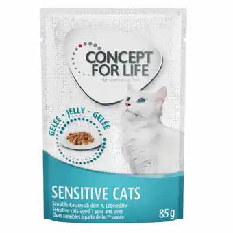 Zooplus 24x85g gemengd gelei & saus sensitive in saus en gelei concept for life kattenvoer aanbieding