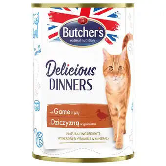 Zooplus 48x 400g butcher's delicious dinners cat met wildvoer nat aanbieding