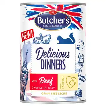 Zooplus 48x 400g butcher's delicious dinners cat met rund natvoer aanbieding